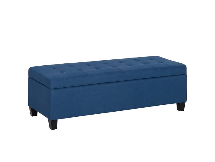 HOMCOM poefbank met opbergruimte ottomane Halbank knoopdetails 125.1x48.9x41.3 cm Blauw Elegante uitstraling Aosom.nl