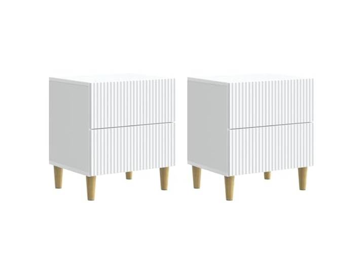 KDVXBCQJH 2er Set Nachttisch Weiß 43x34,5x48cm Beistelltisch Holzwerkstoff Zwei moderne Kommoden fürs Schlafzimmer bieten viel Stauraum durch je zwei Schubladen für mühelose Ordnung.