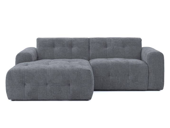 Modernes Ecksofa mit Ottomane links, mit markanten Steppungen, Chenille in Grau / 21046
