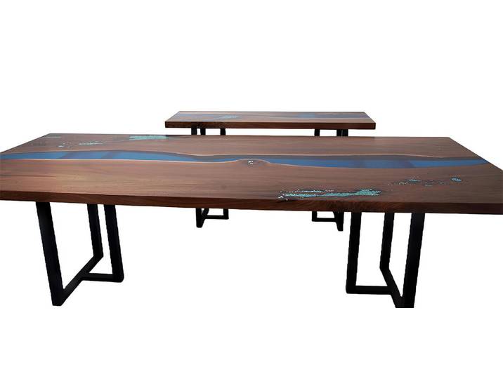 Xlmoebel Esstisch River Table aus massivem Holz mit Epoxidharzbeschichtung (Esstisch, 1-St., Esstisch), Hergestellt in Europa