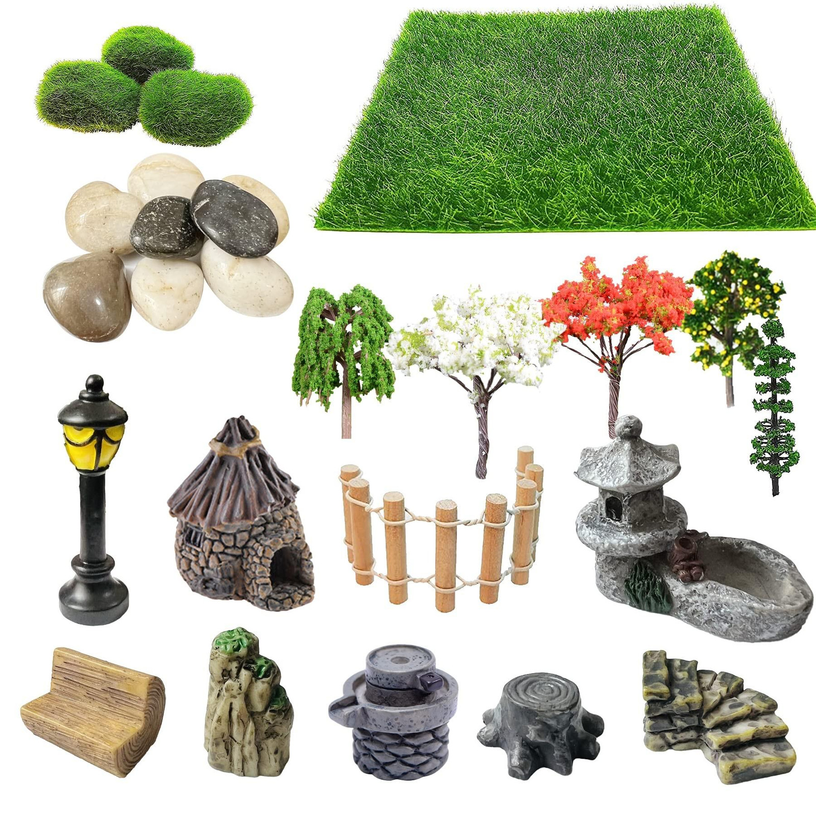 Solidchoice - 26 stuks outdoor feeëntuin miniaturen en zen tuin accessoires