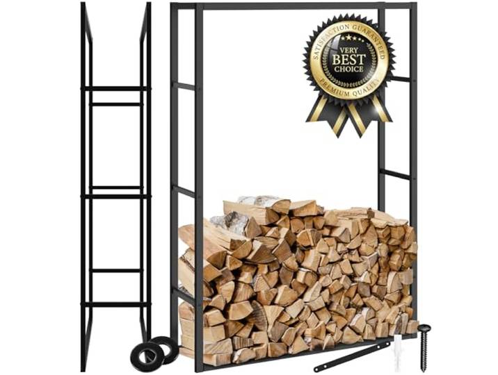 tectake® Porte-bûches intérieur & extérieur Étagère pour bois de chauffage Design 100\,5x25x150 cm Accessoires pour cheminée Rangement Bois interieur Range buche interieur Range buches exterieur