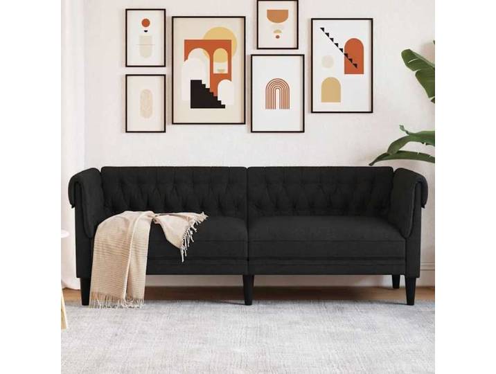 Canapé Chesterfield de luxe - SWEETY - 3 places - noir tissu LV2068