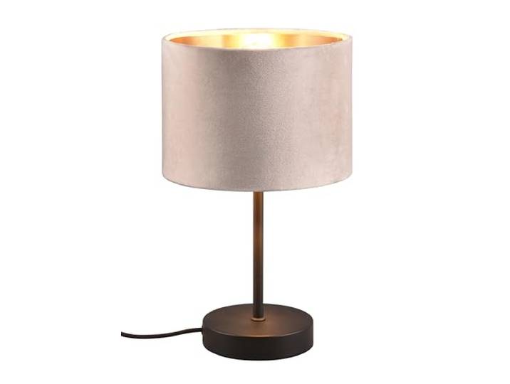 Trio Leuchten Tischleuchte Julieta 519000144, Metall Schwarz matt, Schirm Samt Beige/goldfarbig, exkl. 1x E27
