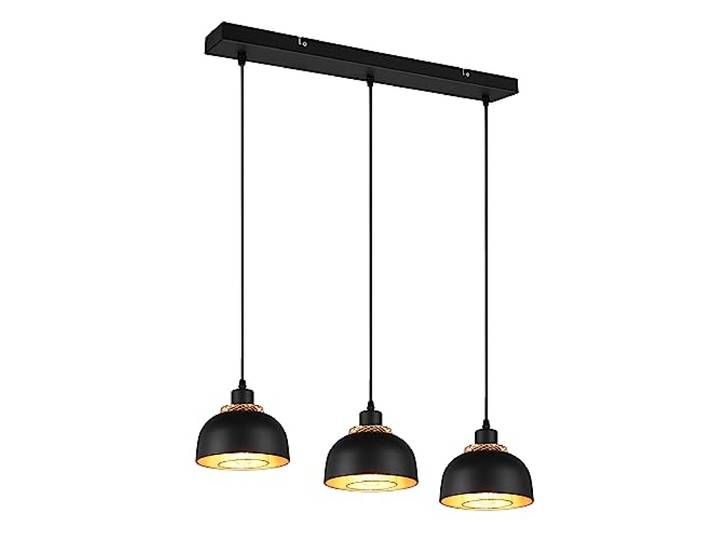 Reality Leuchten Pendelleuchte Punch R30813032, Metall Schwarz matt/goldfarbig, exkl. 3x E27