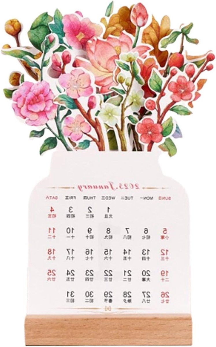 Bloemen Kalender Bureau Planner met Botanische Kunst - Meerkleurig - 23 x 15 cm