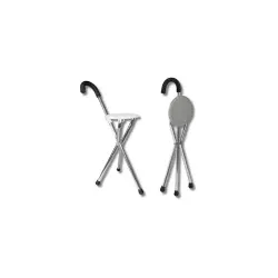 Gehstock mit Sitzfläche / leichter Sitzstock aus Aluminium bis 136 kg belastbar