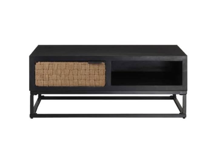 Couchtisch 90 x 60 x 35 cm Massivholz Mango Holzmaserung, rechteckige Tischplatte, stabile Konstruktion, für Wohnzimmer und Terrasse
