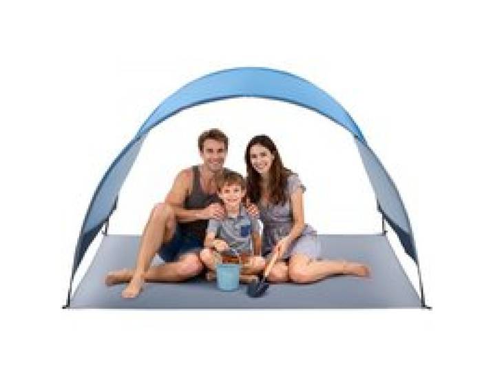 VEVOR Strandmuschel Sonnenschutz für 3 Personen, UPF 50+ Schutz, Tragbares Strandzelt mit Tragetasche & Heringen, Leichter Kompaketer Strandsonnenschirm für Camping Angeln Picknick, Sonnenzelt