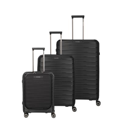 Trolleyset TRAVELITE "MOOBY 3-teilig Reisekoffer Hartschale", schwarz, Polypropylen, Koffer-Sets, mit TSA-Schloss und recyceltem Polypropylen