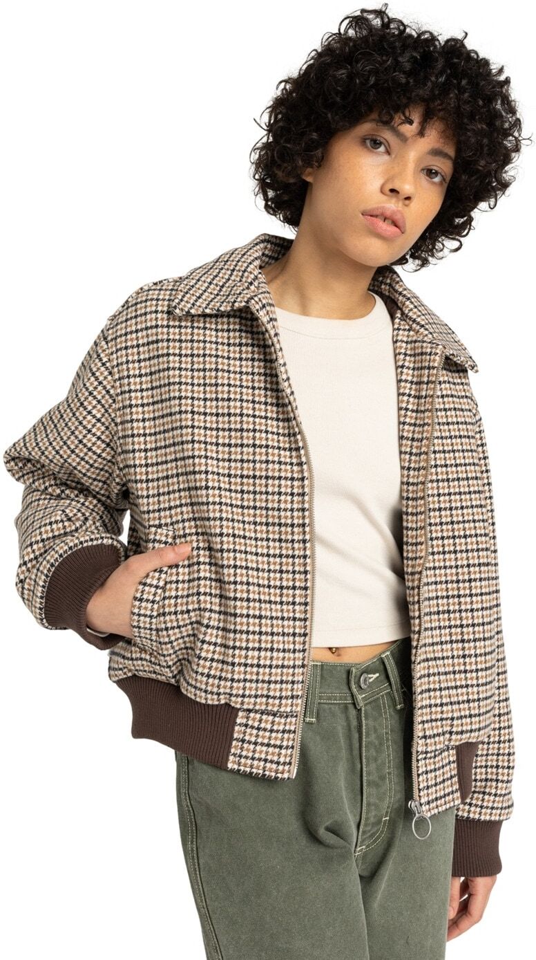 Outdoorjacke ELEMENT "Dogtooth", Damen, Gr. XS, beige (dogtooth java), Obermaterial: 100% Polyester., Jacken Outdoorjacke dogtooth java XS