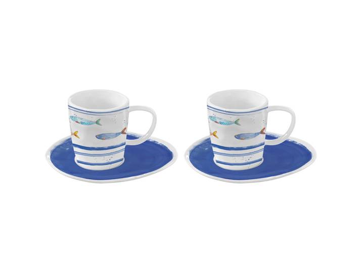 Easy Life Kaffeetasse Bord de Mer blau/weiss Porzellan 0.12 l