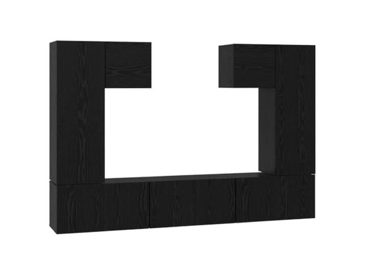 GKHPYURE TV-Möbel-Set, 7-teilig, schwarze Eiche, Holz, mehrschichtig, 180 7 Türen mit Scharnier, 6 Einlegeböden, Kapazität 420 kg, einfache Montage