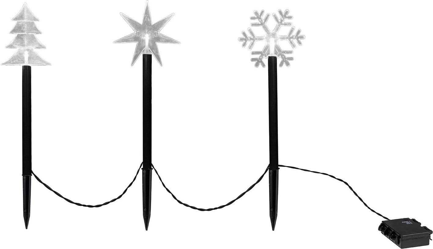 Spetebo LED-tuinverlichting Ster Set van 3 met Batterij en Timer voor Tuin, Balkon of Terras