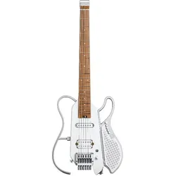Donner DONNER-HUSH-X-LIVE-WHITE - Gitara elektryczna z wbudowanym głośnikiem (E-Gitarre, Knochen, Mahagoni), Gitarre, Weiss