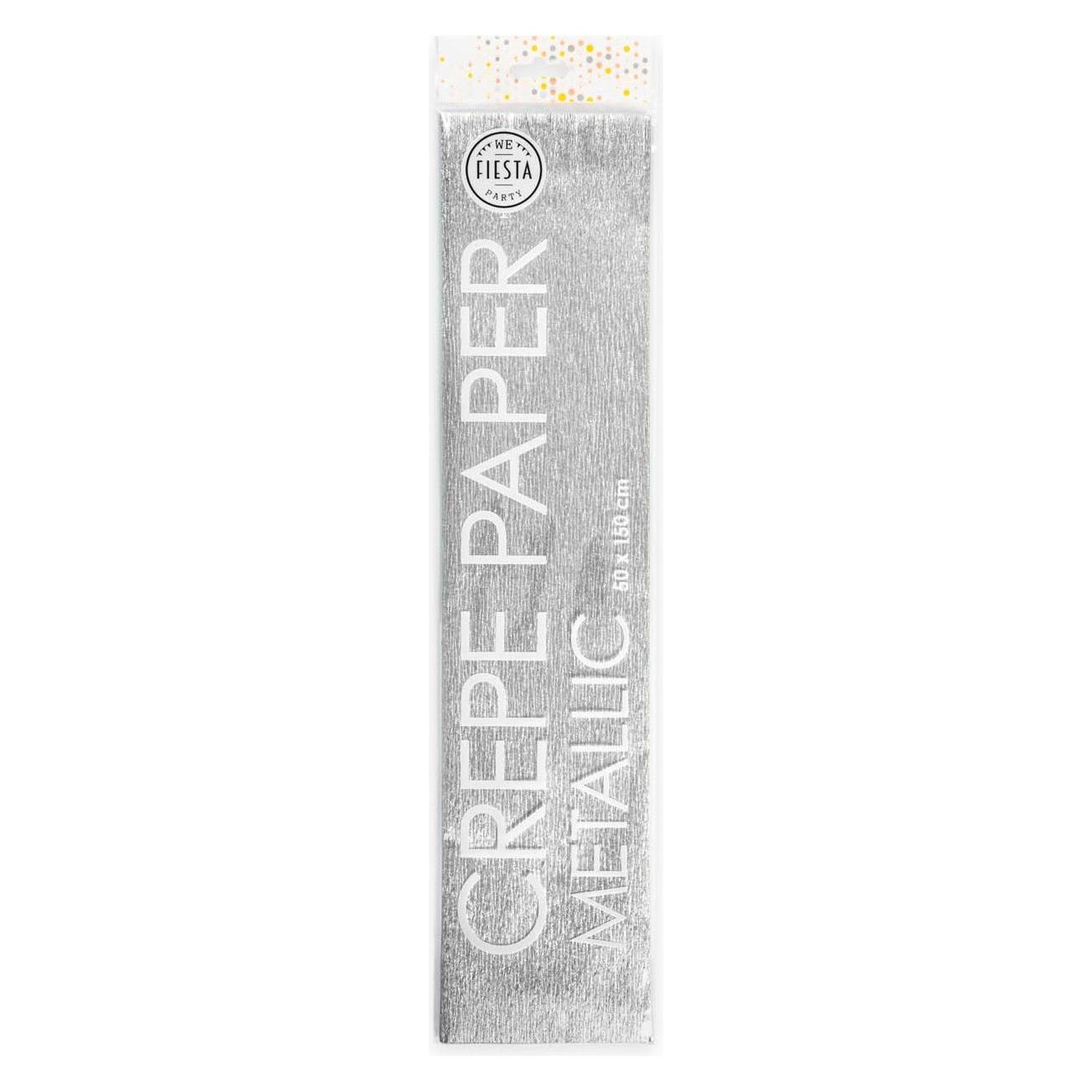 Globos Europe Metallisches Krepppapier Silber, 50x150cm (GN6361)