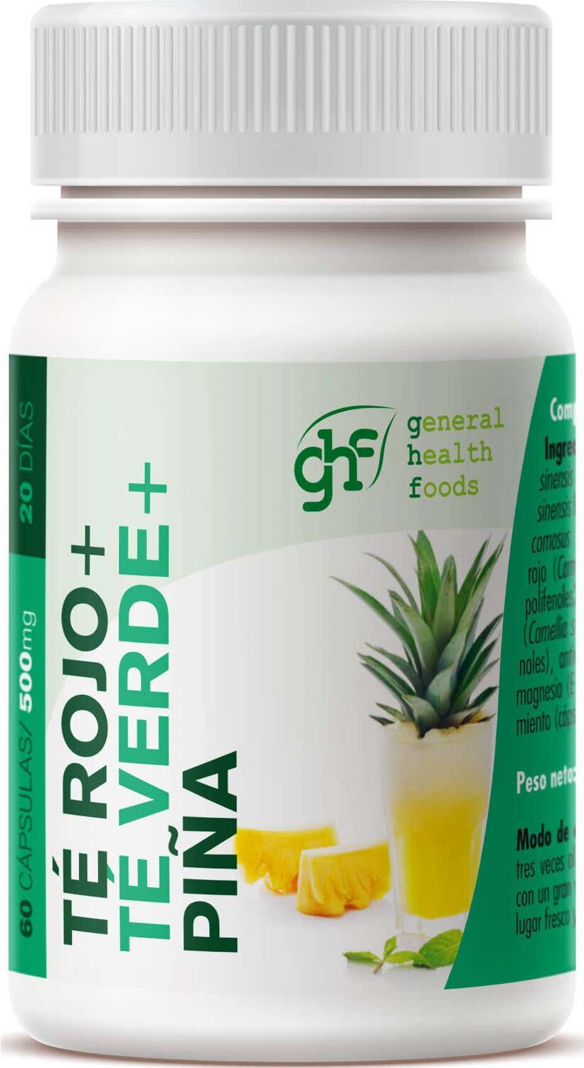 GHF Té Verde + Té Rojo + Piña 500 mg 60 caps