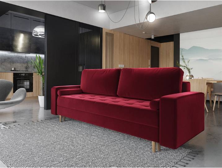 Fun Möbel 3-Sitzer Sofa BELANO mit Schlaffunktion in Stoff Itaka, inkl. Bettkasten, Rundumbezug