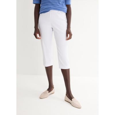 Caprihose BONPRIX, Damen, Gr. 36, N-Gr, weiß, Web, Obermaterial: 73% Viskose, 23% Polyamid, 4% Elasthan, slim fit, Hosen Caprihose, aus überwiegend Viskose, mit Elasthan-Anteil, figurnahe Passform