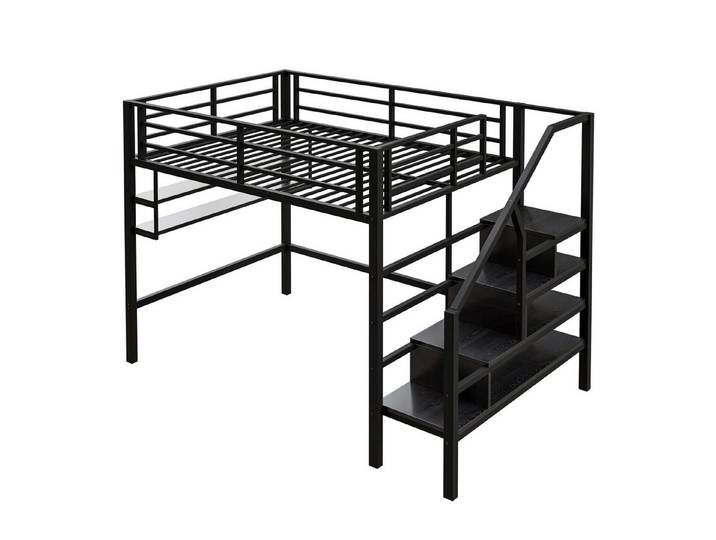 MC Star Hochbett Einlegeböden, Stauraumleiter, Freiraum unter dem Bett zum Verkleiden (Geländer, ohne Matratze)