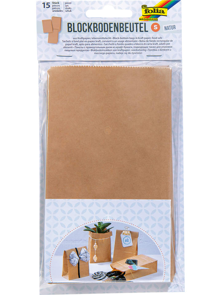 folia PAPER Papiertüten in Natur - 15 Stück - onesize