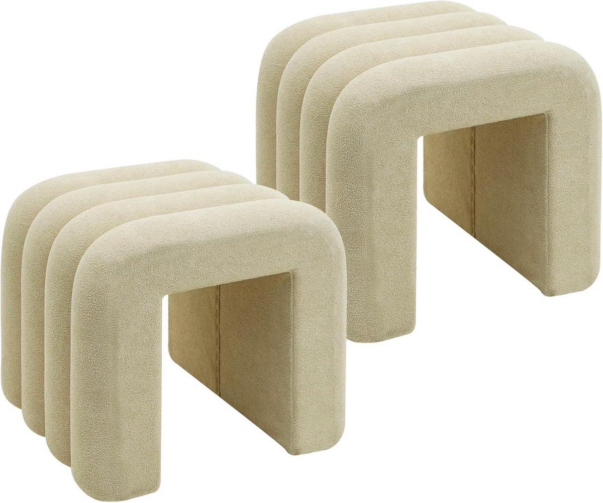 Set van 2 moderne poefs in beige met soft body textiel