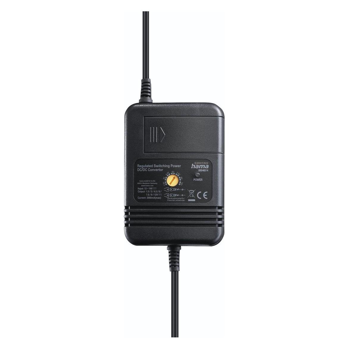 Hama Netzteil für Kfz, einstellbar, 2000mA, 24W, max. 12V, stabilis., 8 Adapter (00223402)