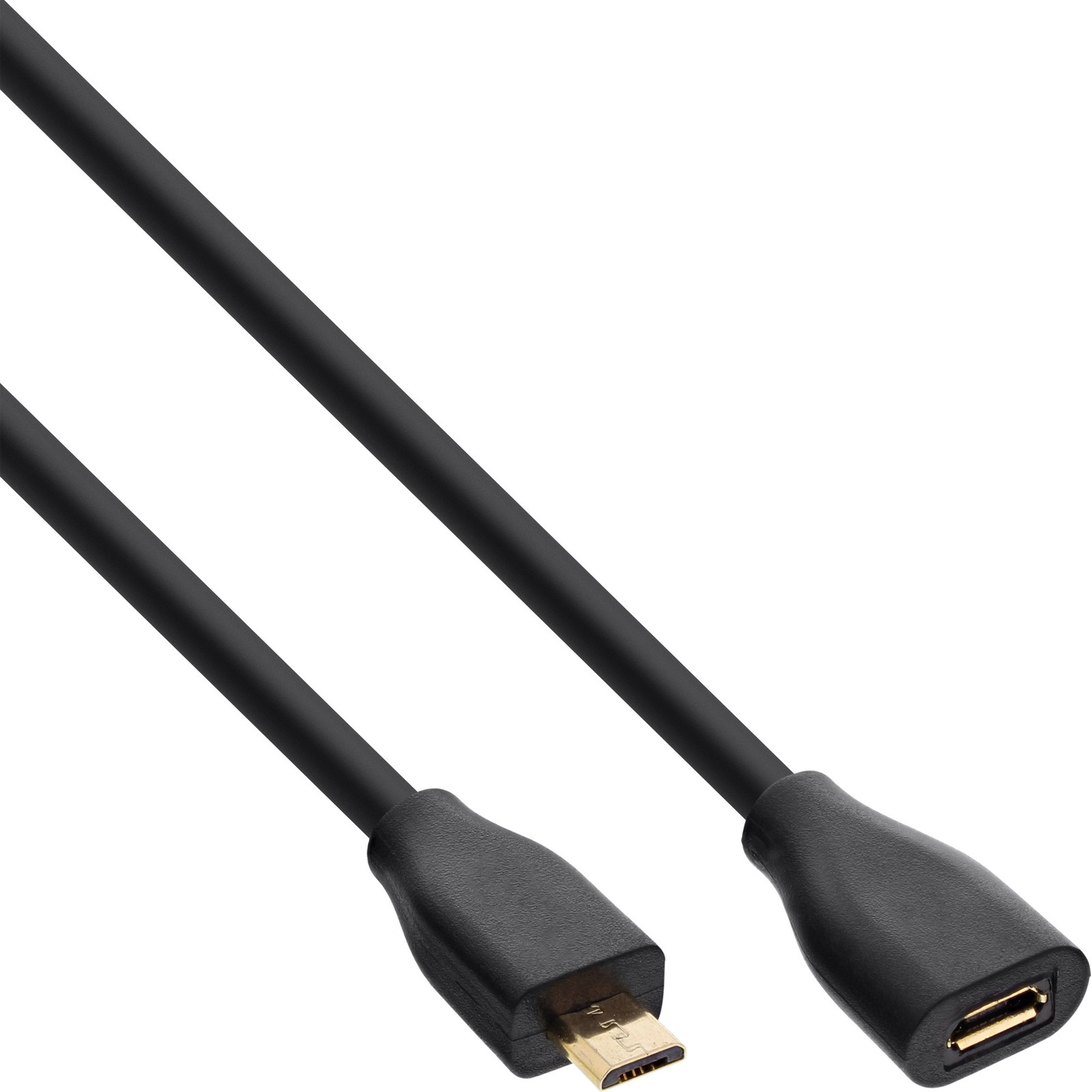 InLine 32750P Micro-USB verlengkabel, USB 2.0 Micro-B naar connector, zwart, vergulde contacten, 5 meter