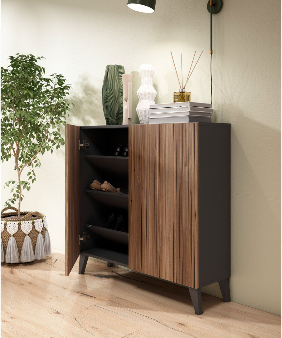 Corrigan Studio 15 Pair Shoe Storage Cabinet Brown 15