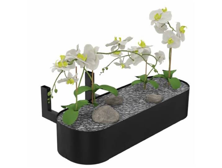 Bac de plantes artificielles pour table Station O - 4 orchidées - Noir