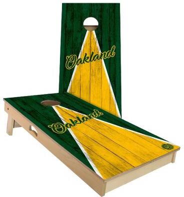 Skip's Garage Oakland Triangle Baseball Outdoor Cornhole Board Set
