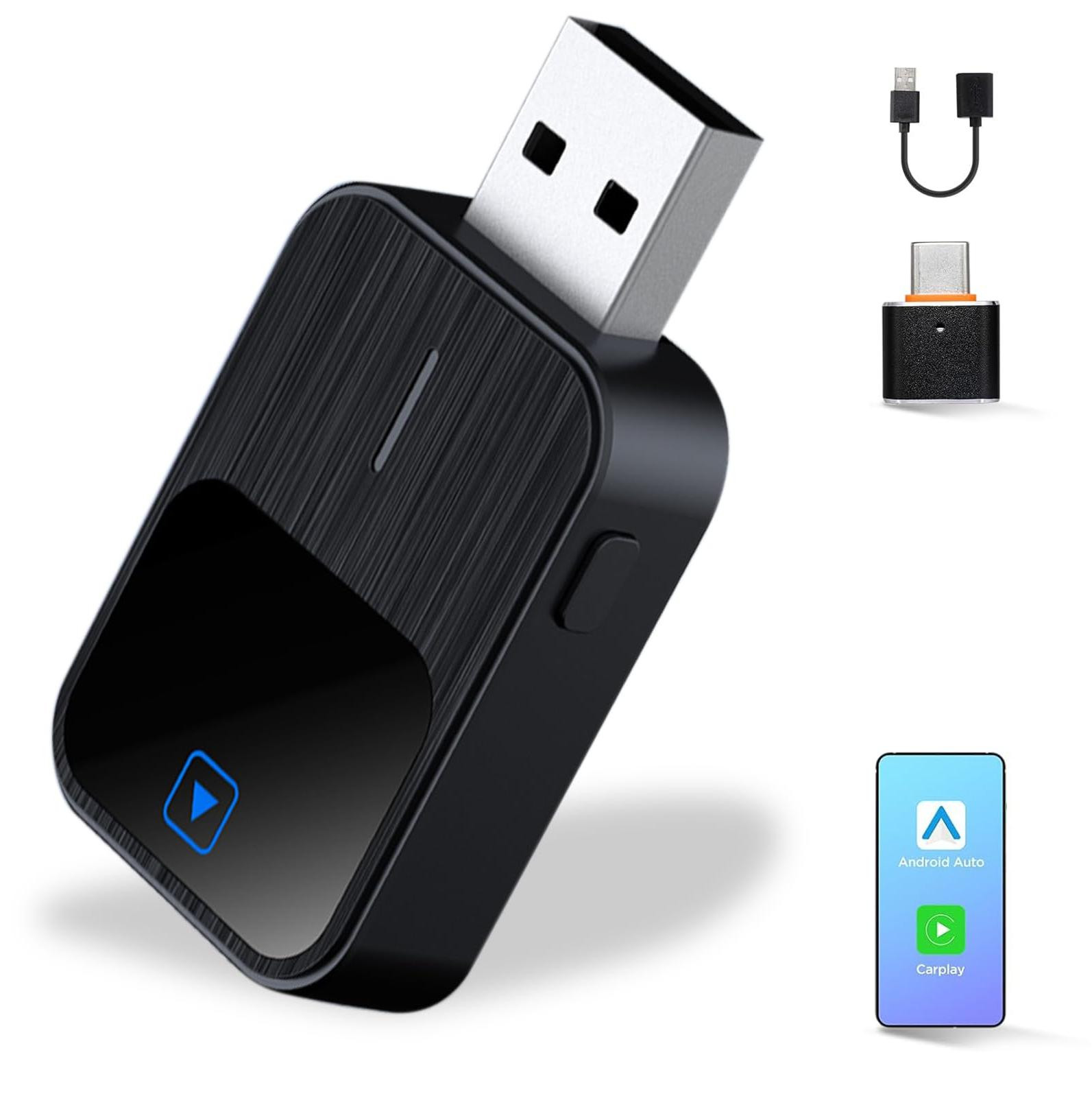 Selius 2 in 1 Draadloze Mini USB CarPlay en Android Auto Adapter