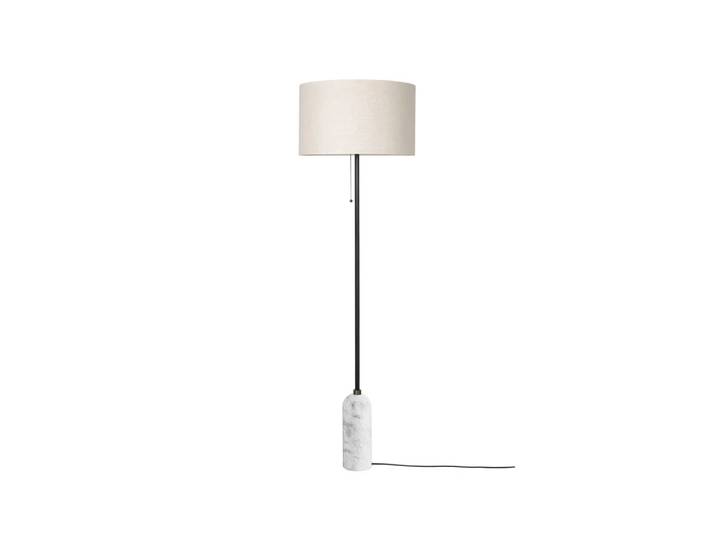 GUBI Lampadaire Gravity marbre blanc/toile