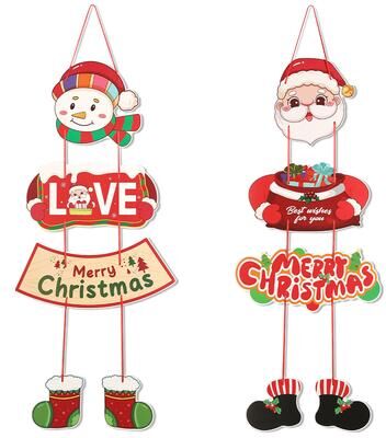 DynamicDeals Christmas Decoration Hanging Door Banner, Santa Claus Snowman Pendant, Festive Design For Home Decor Outdoor a