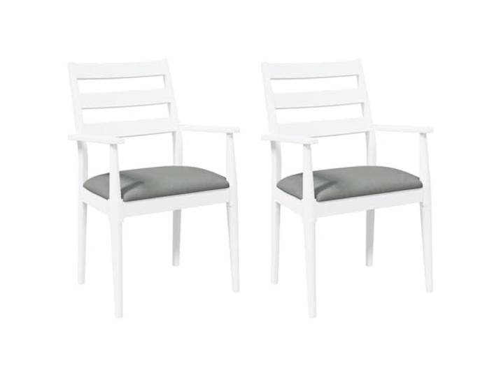 Esszimmerstühle mit Kissen, 2 Stück, Massivholz, Weiß, Gummi Dichtes Gummibaumholz, inklusive Kissen, ergonomische Rückenlehne, zeitloses Design, Esszimmer, Wohnzimmer