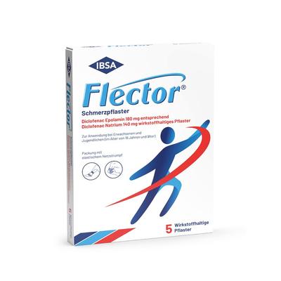 Flector Schmerzpflaster+elastischer Netzstrumpf 5 St Pflaster