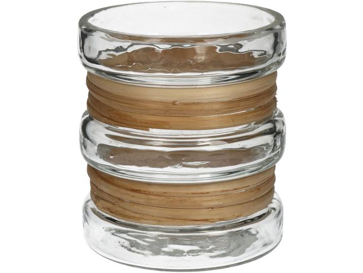 Windlicht Natural transparent Glas/Zuckerrohr B 8 T 8 cm - Windlicht