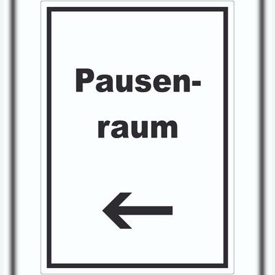 HB-Druck Pausenraum Aufkleber mit Text Richtungspfeil links Pause Mittagspause hochkant A0 (841x1189mm)