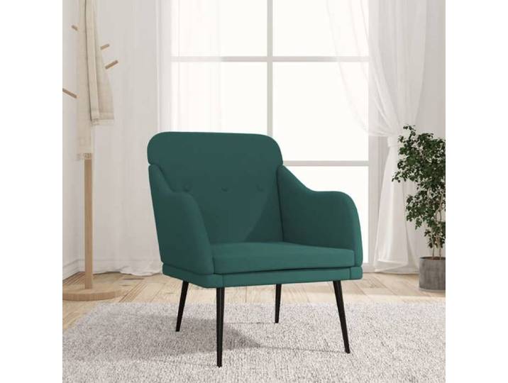 Fauteuil Scandinave Tissu VIDAXL Chaise SIMPLE 1 PC Vert foncé 63x76x80 cm Tissu_8212
