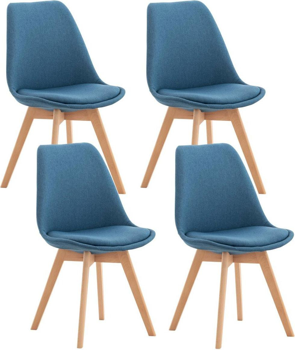 BellaFurn Set van 4 blauwe eetkamerstoelen van stof