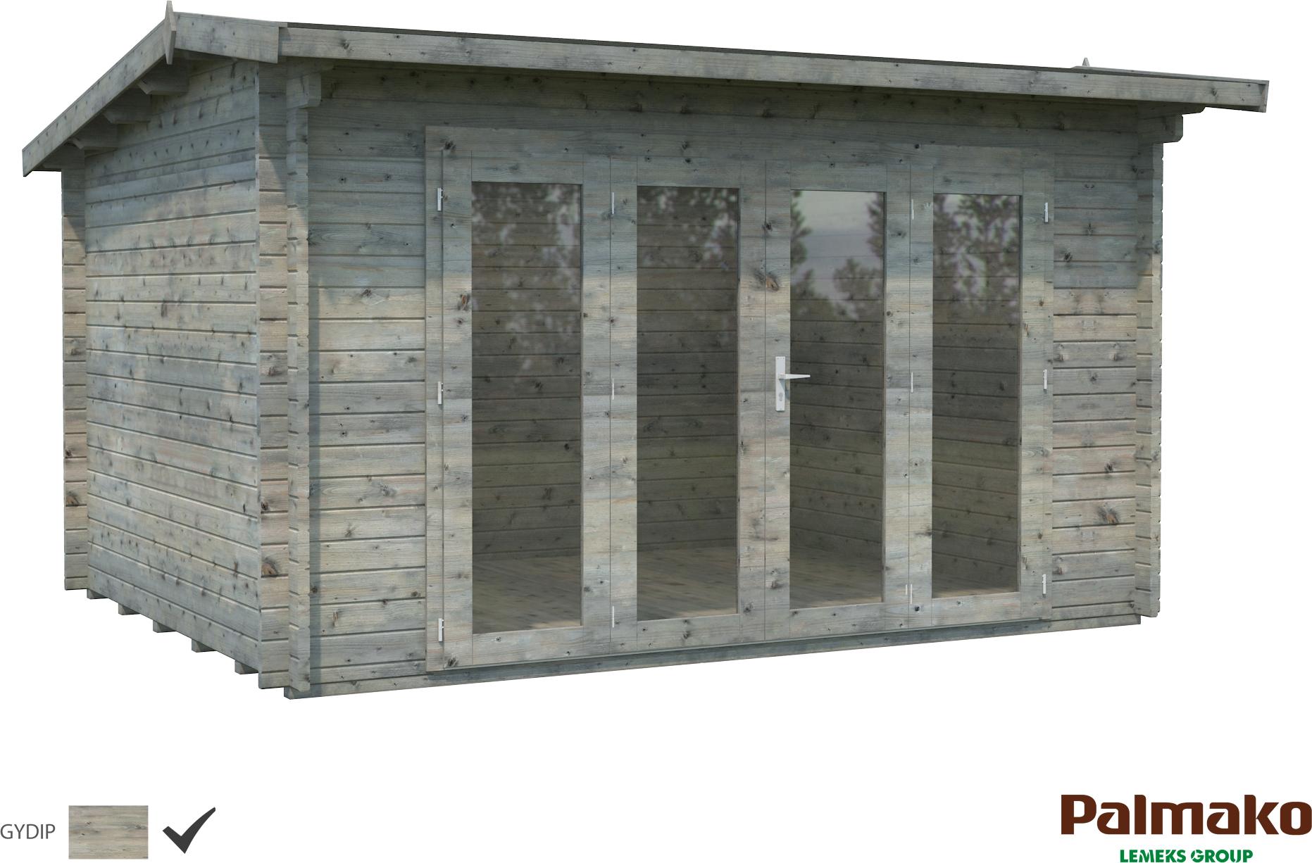 Palmako Gartenhaus Ines 11,1 m² - 44 mm Grau tauchimprägniert