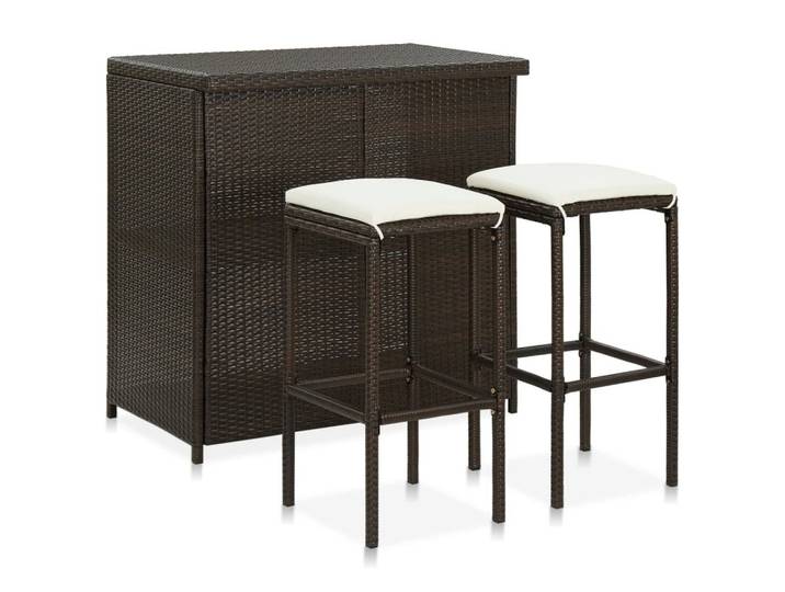 vidaXL Essgruppe 3-tlg. Bar Set Poly Rattan Braun, (3-tlg)