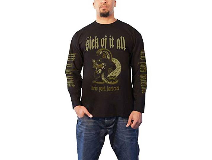 Sick Of It All T Shirt Panther nieuw York Hardcore Officieel Mannen Zwart Long