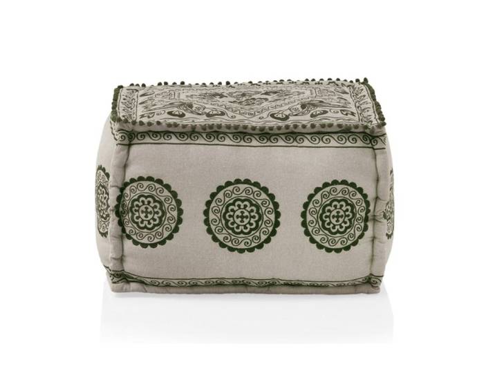 Pouf rectangulaire en textile coloris lin - REF. 10786