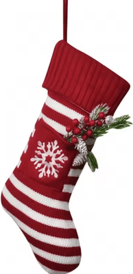 Inspire Curations Knitted Christmas Stocking Fireplace Hanging Gift Sock Decoration red Snowflake 1pc