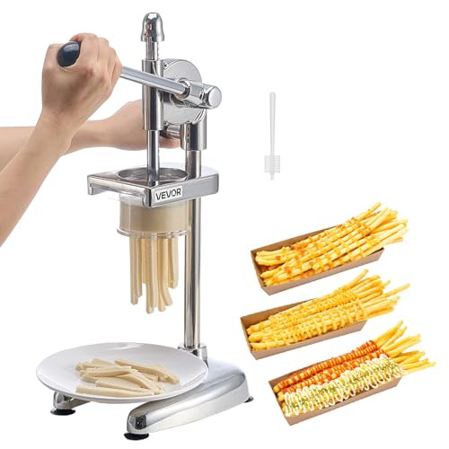 VEVOR Commerciële aardappelsnijder en aardappelpureepers van roestvrij staal, zilver
