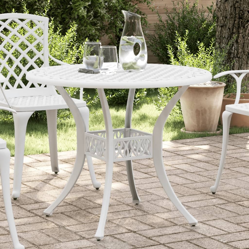 Maison Exclusive - Gartentisch Weiß Ø90x75 cm Aluminiumguss