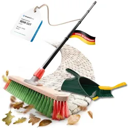 Kehrbesen Besen mit Teleskopstiel Straßenbesen Set mit Kehrgarnitur (1 , Gartenbesen + Kehrschaufel Set Langstiel)