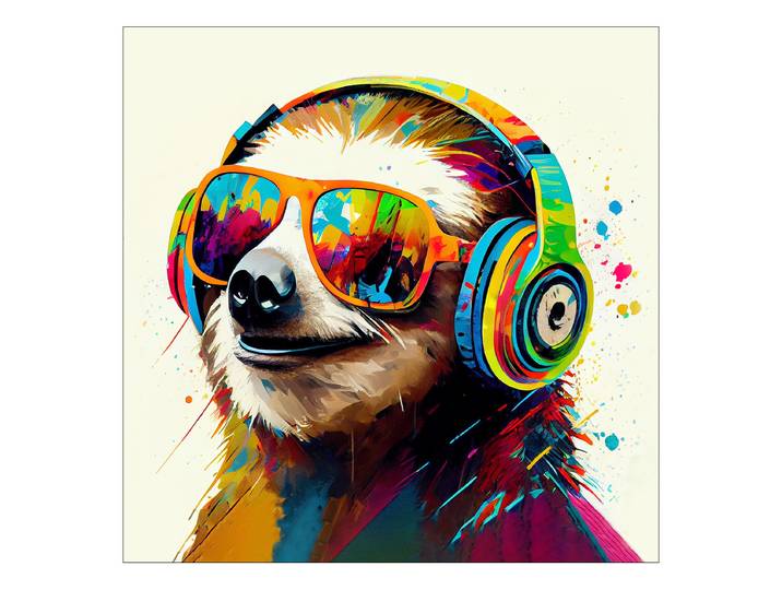 Tableau verre Animals With Headphones ty Matériau : Verre Motif : Animal Motif : Animal Type de verre : Verre clair Vert/Beige/Marron 30 x 30 x