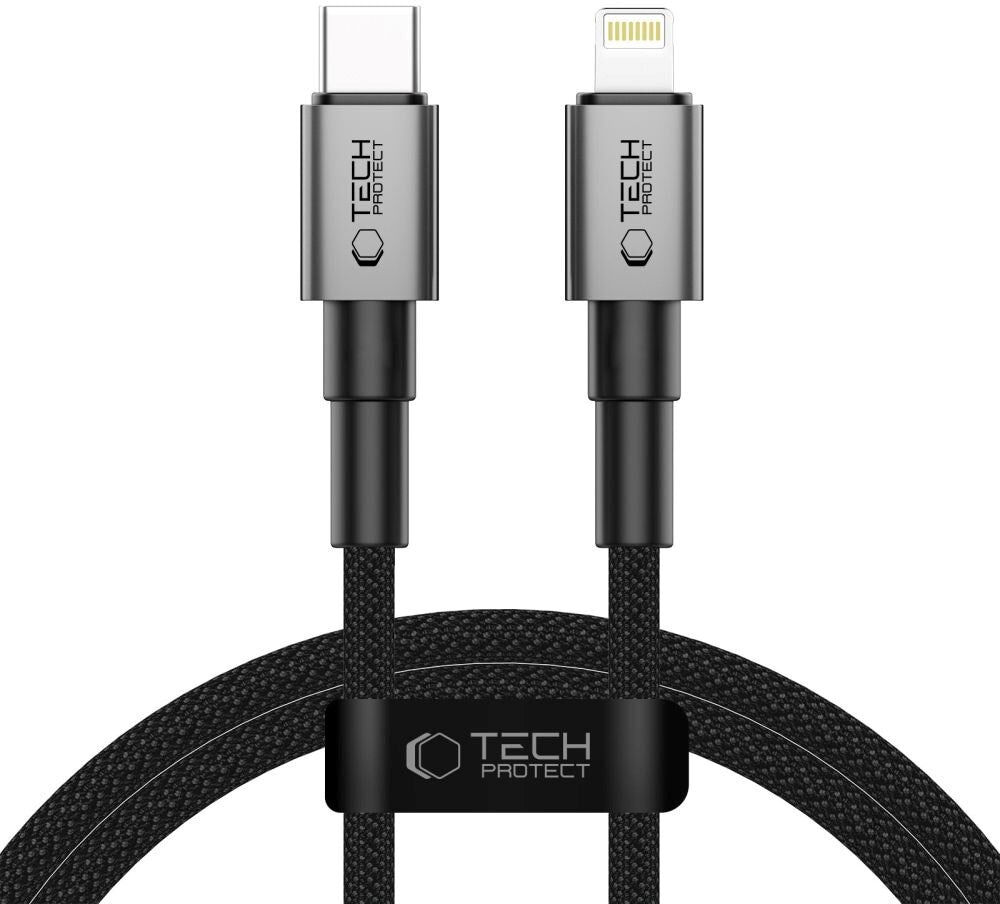 Tech-Protect Ultraboost 27W Lightning til USB-C Kabel - PD - 1m - Sort / Mørkegrå
